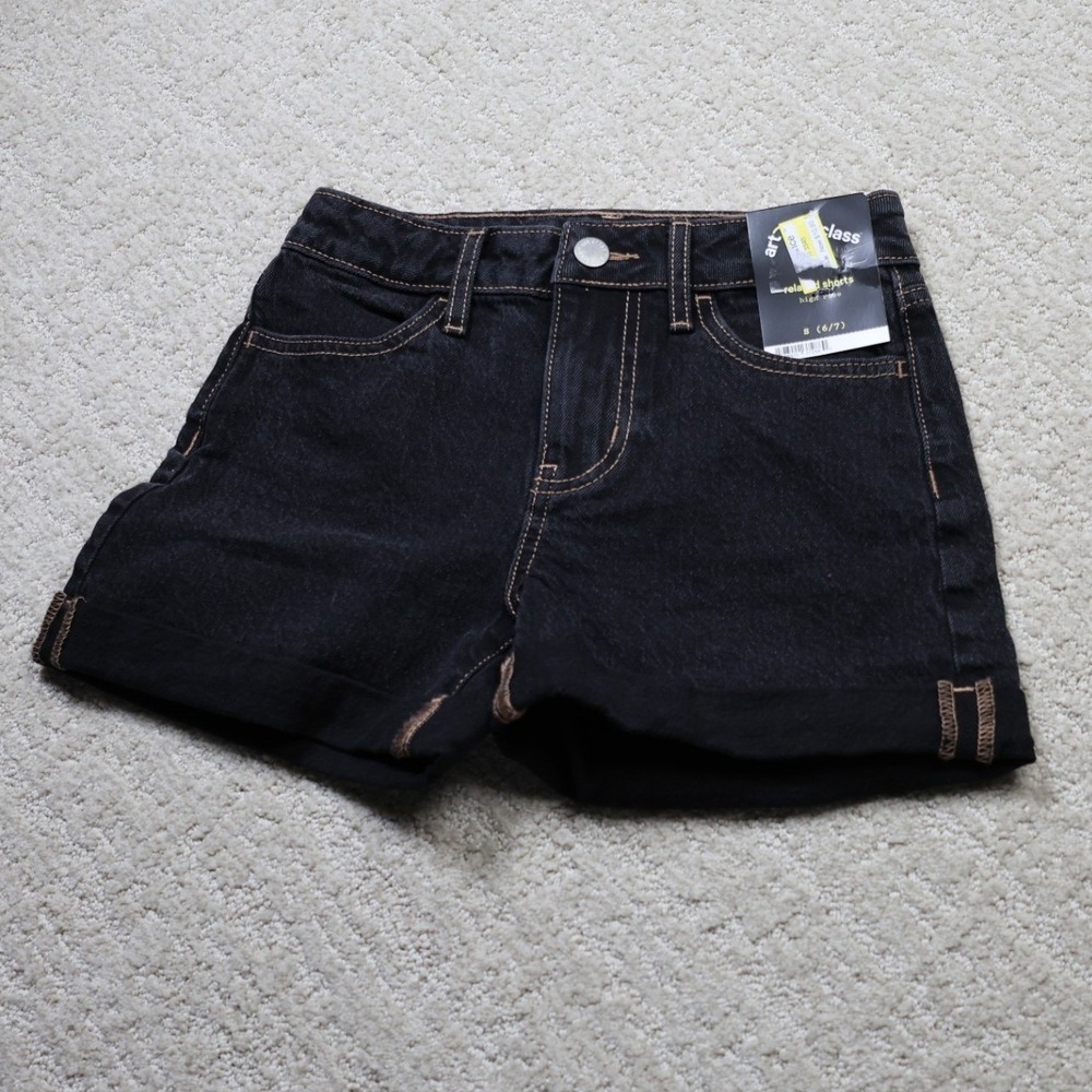Art Class Girls Relaxed High Rise Denim Shorts Black Size S 6/7